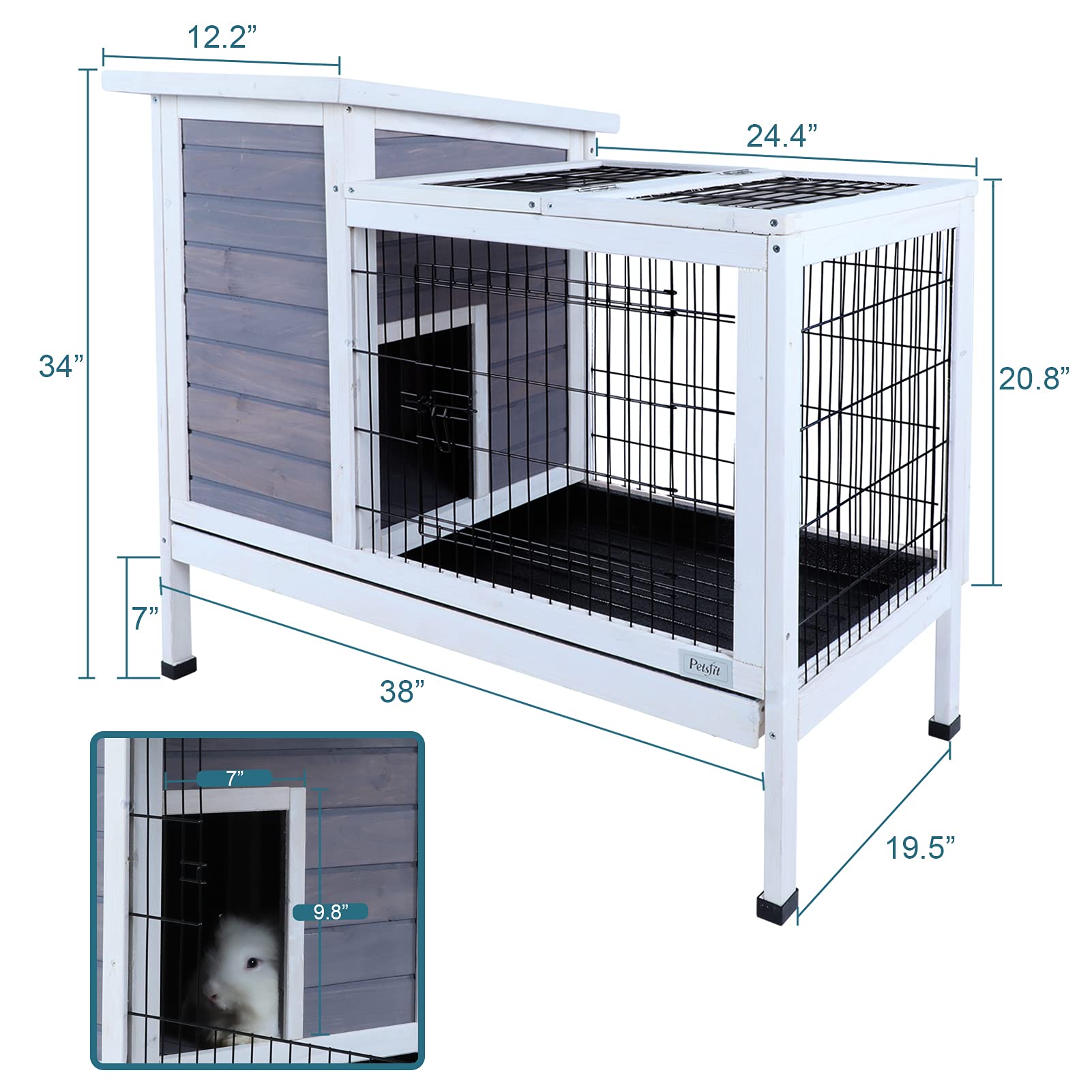 Petsfit Rabbit Hutch Rabbit Cage Bunny Cage Bunny Hutch Guinea Pig Cage