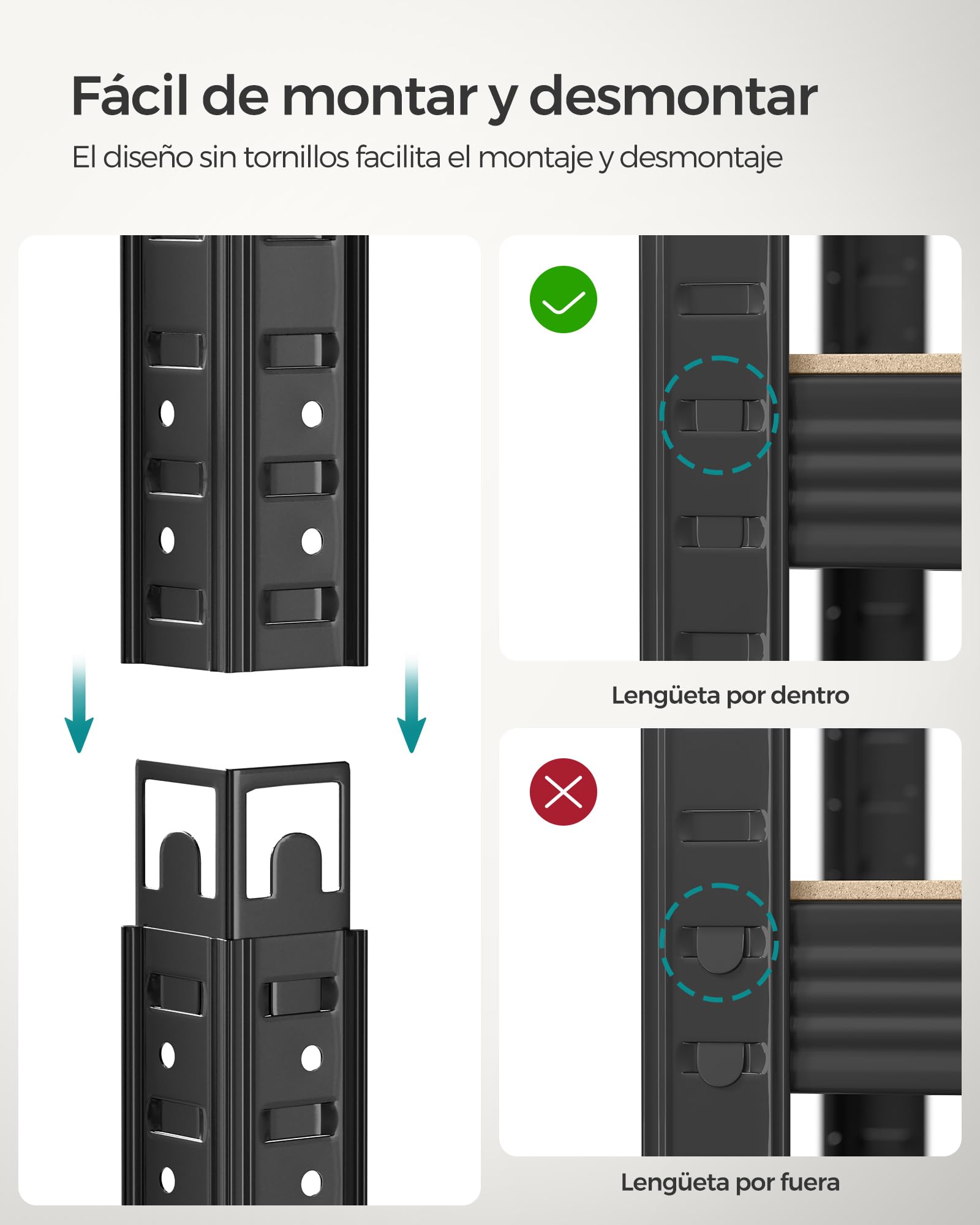 SONGMICS Estantería Pesada de 5 Niveles, Estantería de Acero, Montaje Rápido, Garaje, Almacén, Trastero, Carga de 750 kg, 60 x 120 x 200 cm, Negro GLR060B01