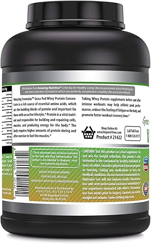Miniatura 6 de Amazing Formulas Grass FED Whey Protein 5 Lbs sin OMG sin gluten -Hecho con edulcorante natural y sabor - libre de rBGH y RBST - Soporta la