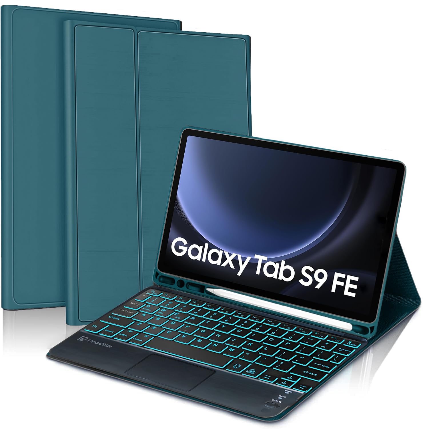 ProElite TouchPad Keyboard case for Samsung Galaxy Tab S7/S8/S9 11"/S9 FE 10.9 inch with S Pen Holder, Magnetic Detachable Wireless Bluetooth TouchPad Keyboard Built-in 7-Colors Backlit, Dark Green (B0D6R2YFVH) Amazon Price History, Amazon Price Tracker