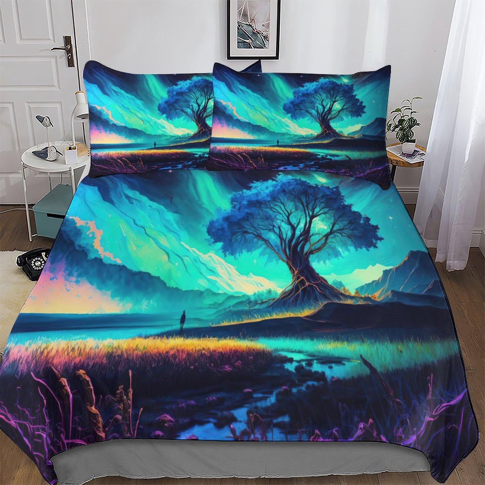 GGJJTT Cosmic Tree of Life Duvet Cover Set with Pillowcase Soft Microfiber Bedding Set Comforter Cover for Adults Kids 3Pcs Quilt Covers King220x240cm — image 1