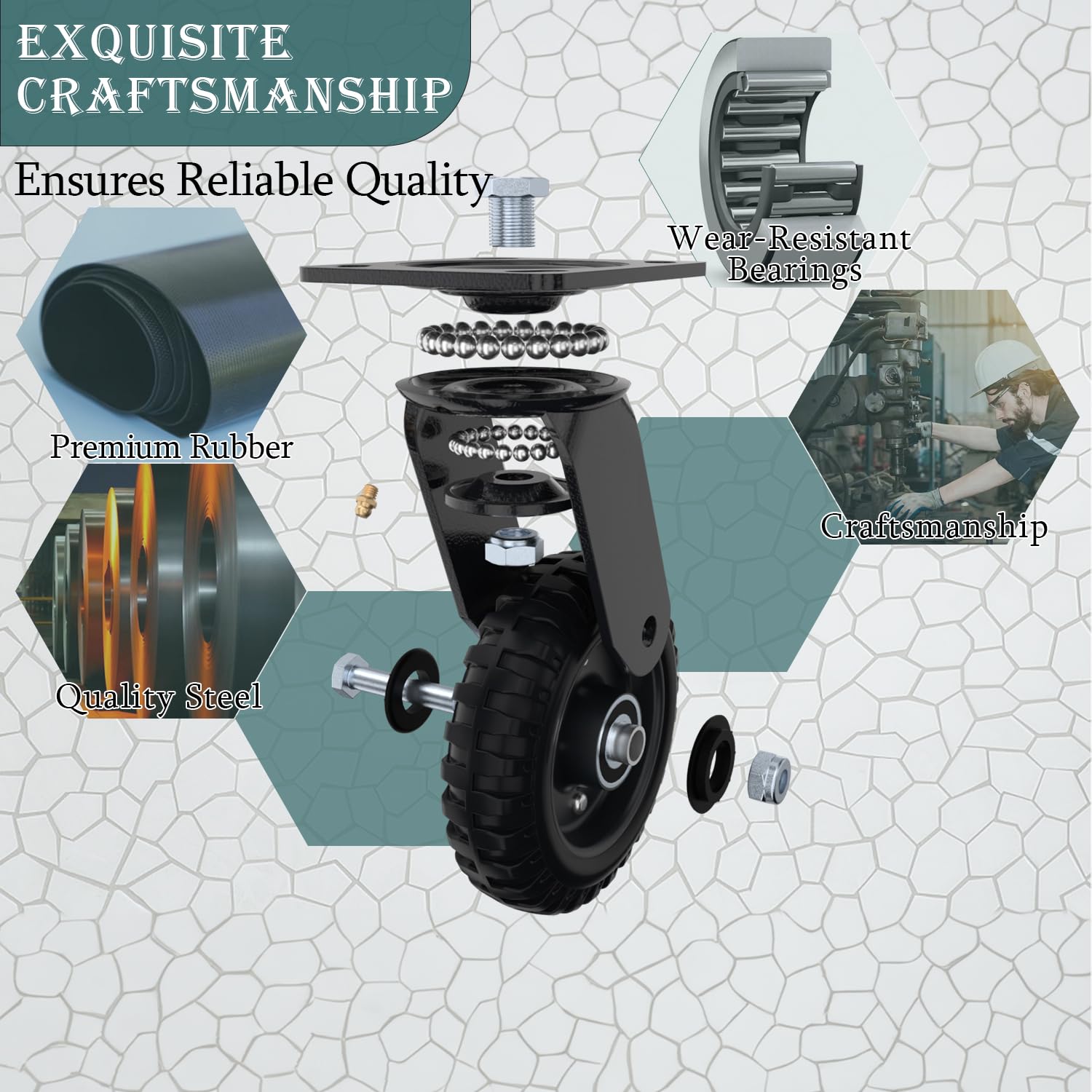 Amazon.co.jp: Lygoeege 回転式高耐久キャスターホイール 6インチ x 2