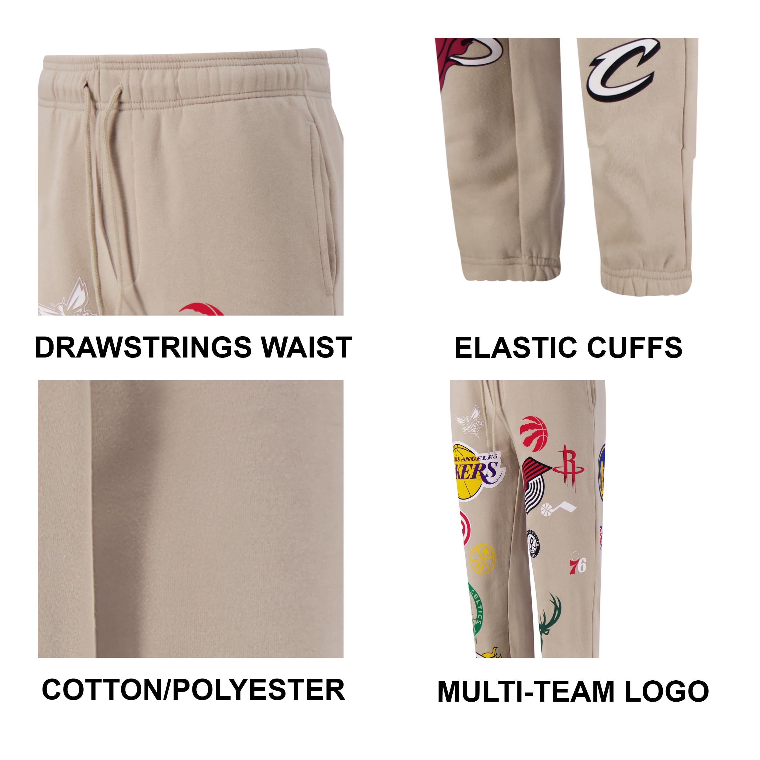 Ultra Game Pantaloni da jogging da uomo, ufficiali NBA, super morbidi