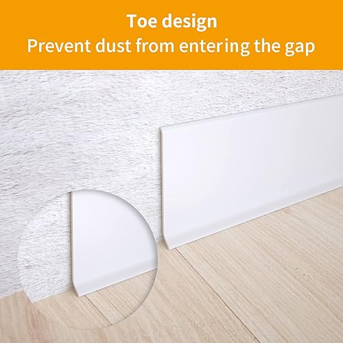 Miniatura 4 de NeatiEase Moldura flexible para zócalo, 3 pulgadas de ancho x 40 pies de largo, base de pared de vinilo autoadhesivo, base de pared de goma para