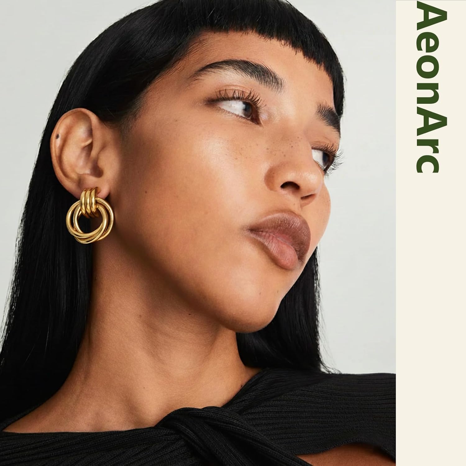 Gold Dangle Earrings for Women, 18K Gold Plated Chunky Knot Drop Earrings, Bold Statement Earrings for Everyday Wear, Work, Weddings & Gifts - Image 3