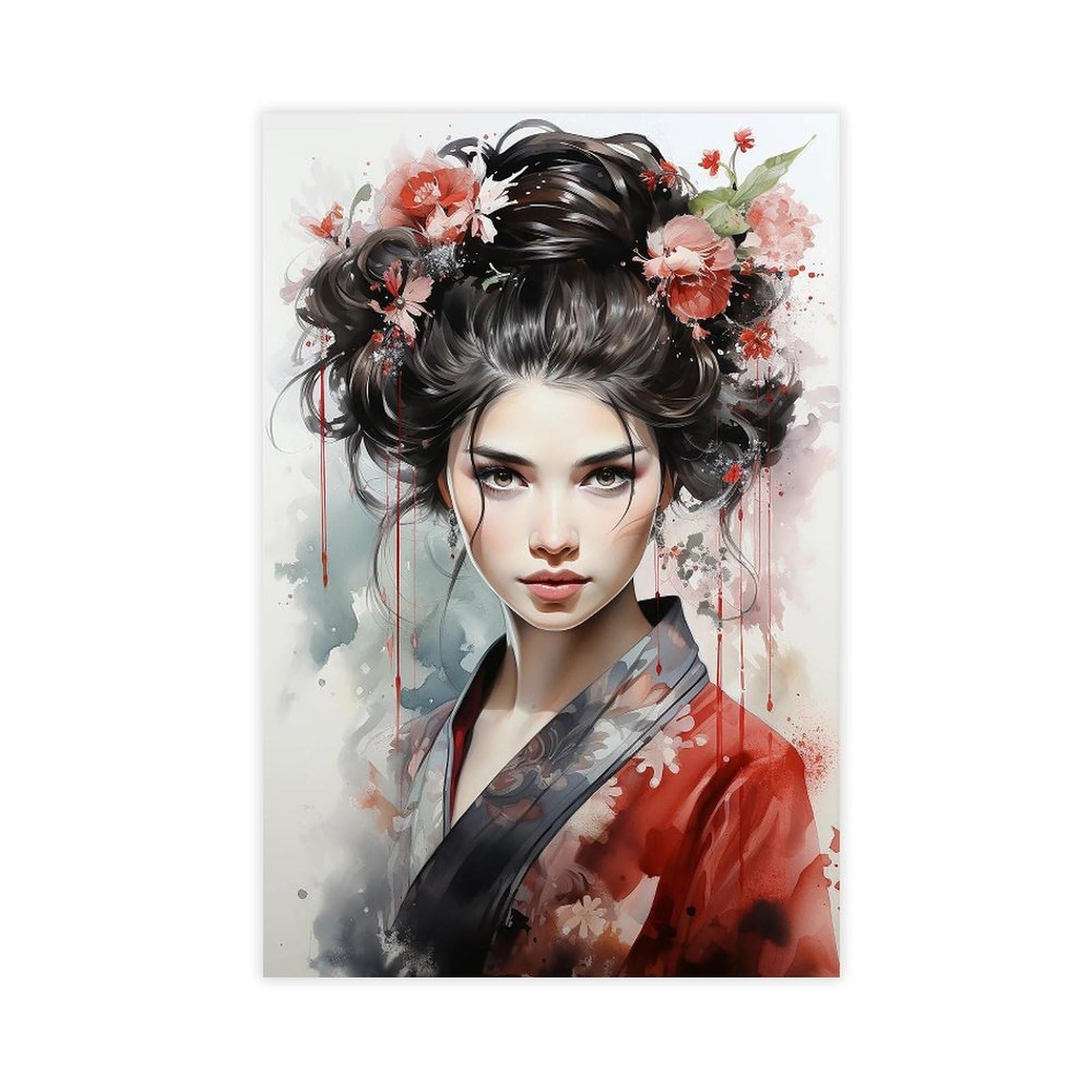 QNVJQKDSI Japanese Geisha Art (2) Canvas Poster Bedroom Decor Landscape Office Room Decor Gift 24" L X 36" W