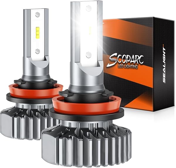 SEALIGHT H11/h8/h9 Bulbs, 5-Min Plug and Play, Quick Installation, Fanless Light No Noise, IP67 Non-Polarity, Powersports Accessory Lights, IP67 Waterproof, Pack of 2