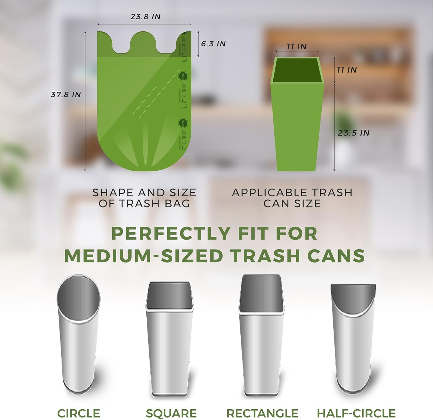 ANECO Compostable Food Waste Bags 13 Gallon, 50 Count, Extra Thick Kitchen Compost Bags With Handles, Large Compostable Bags for Tall Kitchen Bin