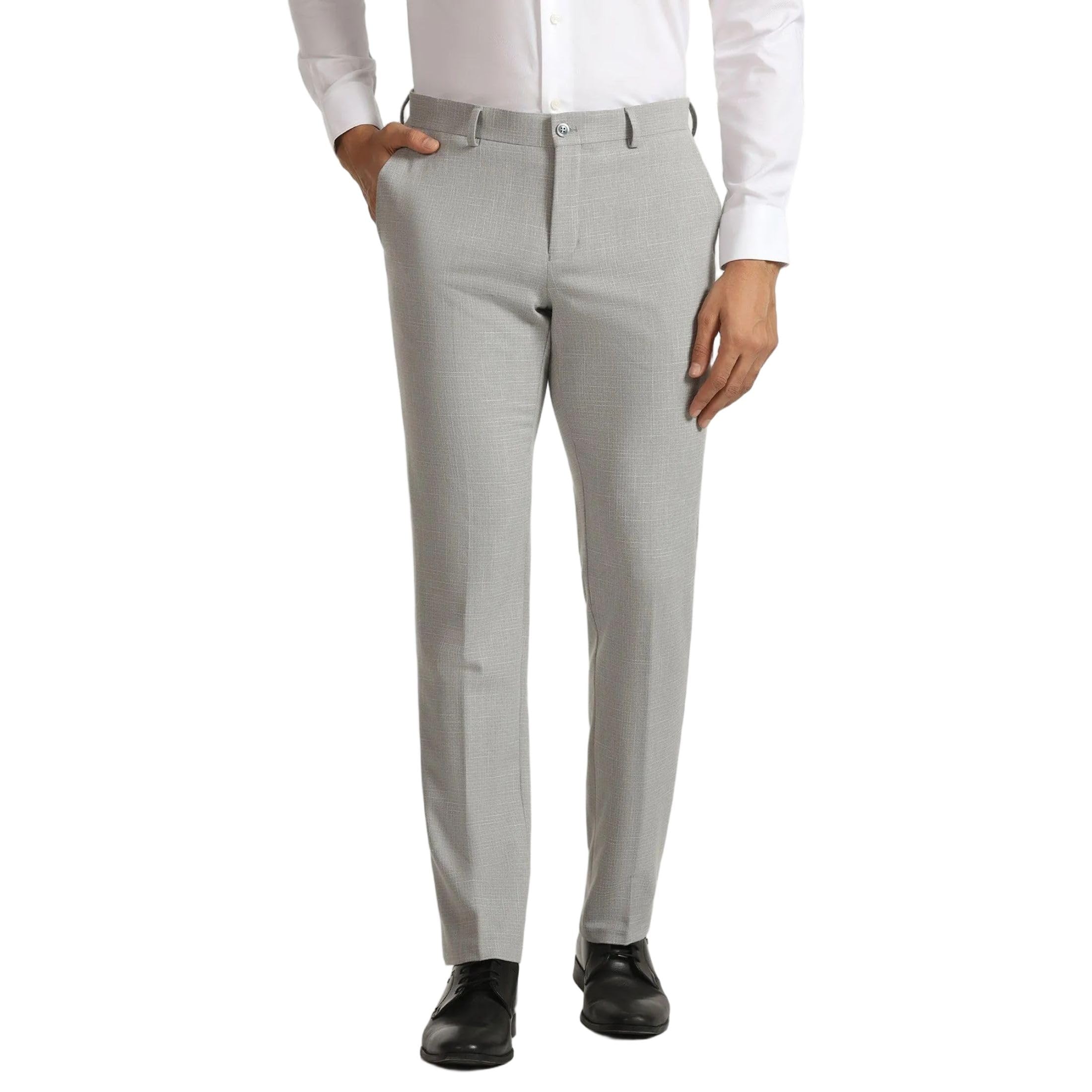 Men's Polyester Blend Checks Slim Fit Formal Trousers-image-20