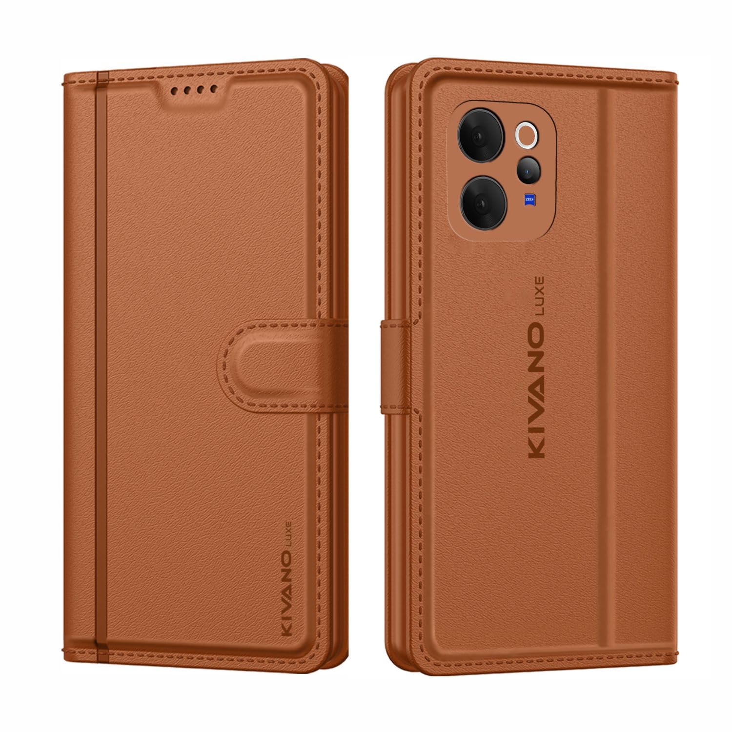 Compatible for Vivo V70 5G Artisanal Leather Wallet Case with Card Holder for Men Women, Magnetic Flip Folio Cover with Stand RFID Blocking Cell