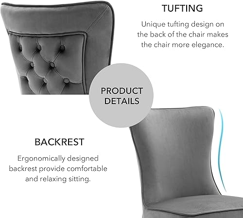 Miniatura 38 de LOULENS Elegance - Juego de 6 sillas de comedor de terciopelo, lujosas sillas de comedor tapizadas copetudas, sillas decorativas de terciopelo real