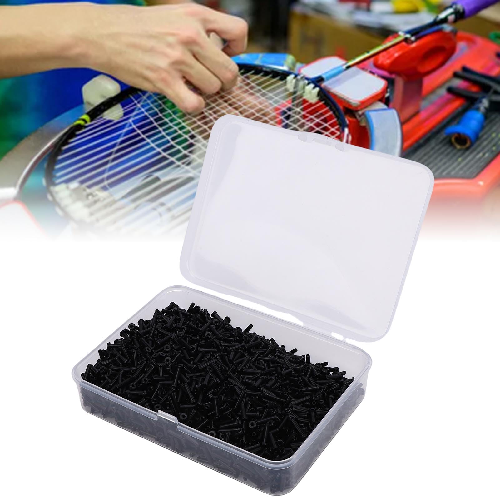 Generic Épaisseur en Nylon Vigoureuse de Chapeau du Matériel 2.1x8.3mm 0.8mm D'oeillets de Raquette de Badminton de Réduction de Bruit