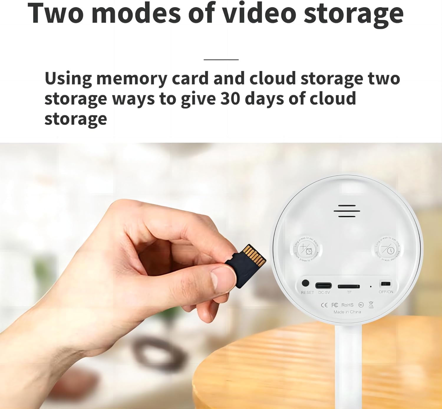 Kehtmay WiFi Indoor Camera, Battery Powered,1080P, Mobile app, Night Vision Function, Two-Way Audio for Home Security Desktop Camera. Keh-02 White