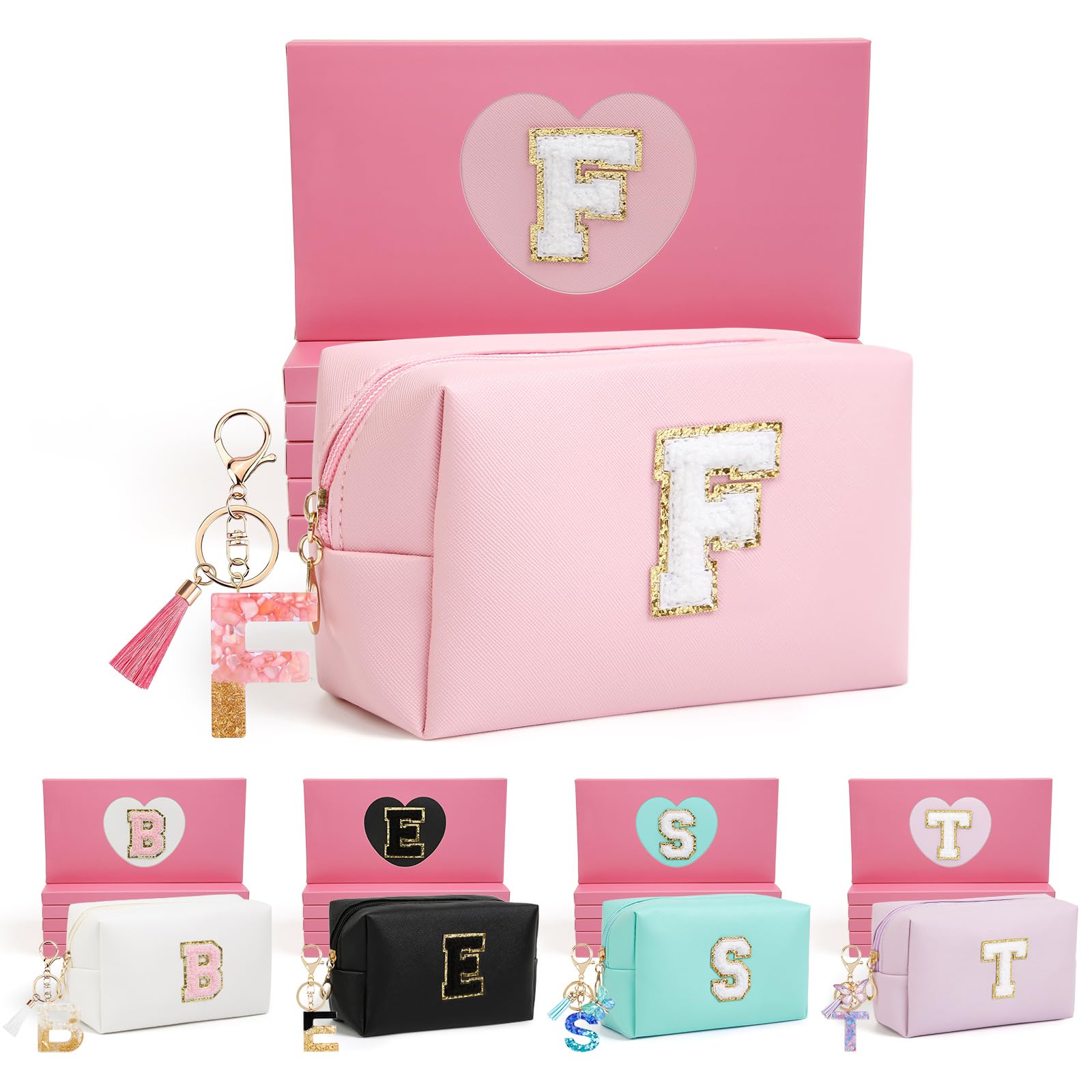 AIBFRID Birthday Gifts for Women Her,Travel Cute Makeup Bag,Large Capacity Cosmetic Bags for Women Makeup Pouch PU Leather Waterproof Cosmetic Bag (F,