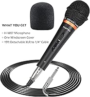 Vista 6 de HOTEC Micrófono de mano dinámico vocal premium con cable XLR desmontable de 19 pies e interruptor de encendido/apagado (negro metálico) (H-W07)