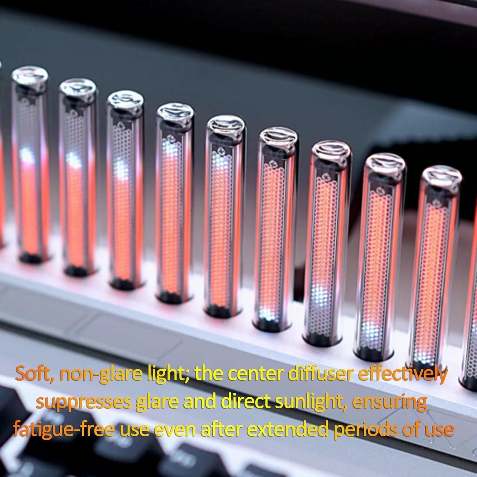 LED Musik Rhythmus Licht mit Nixie Röhren und 10 Lichteffektmodi RGB Sound Pickup Spektrum Lampe für Studio und Gaming Zimmer