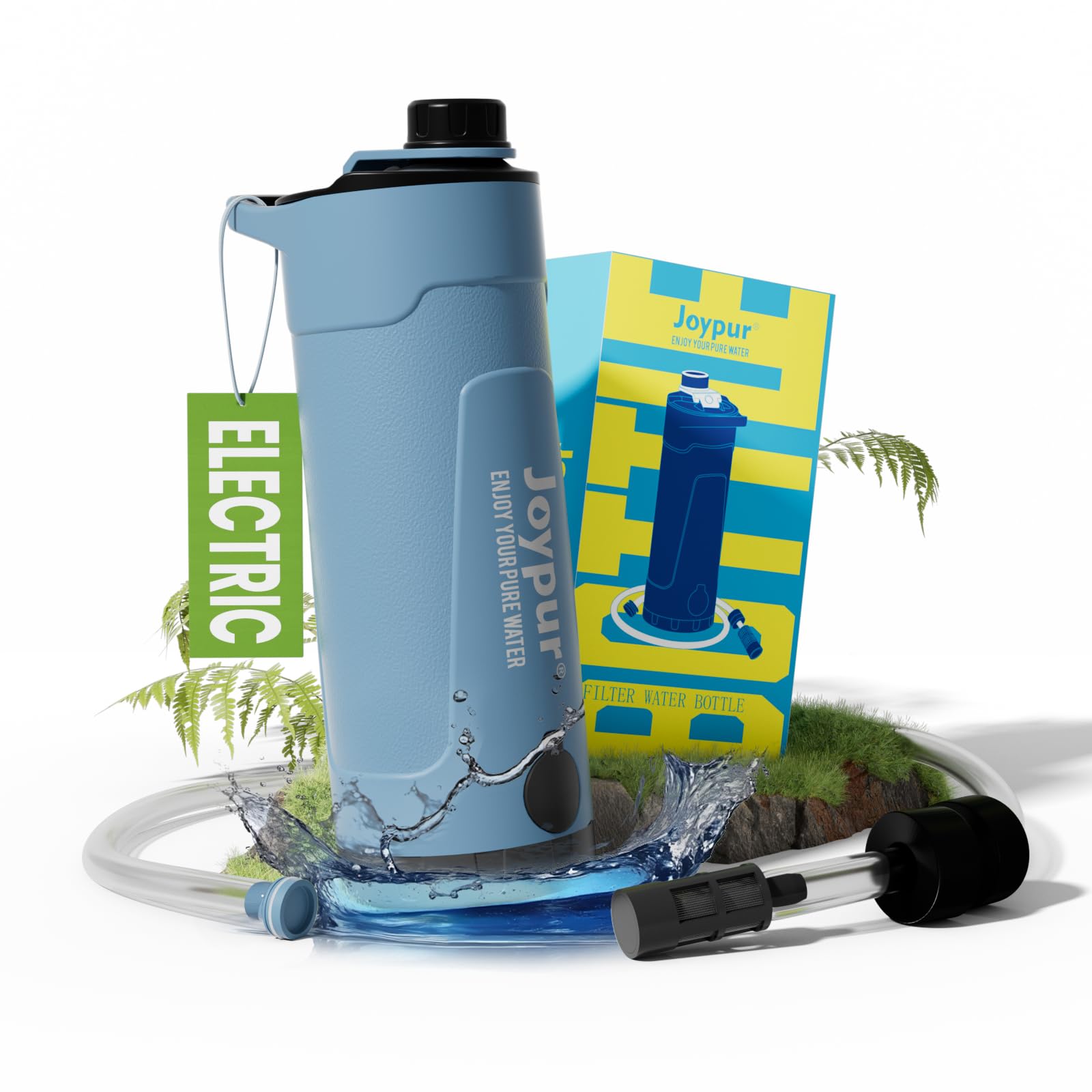 Elektrische Wasserfilter Flasche, 650mL | Trinkflasche mit Filter, Outdoor Survival, Tragbar, Für Camping Wandern
