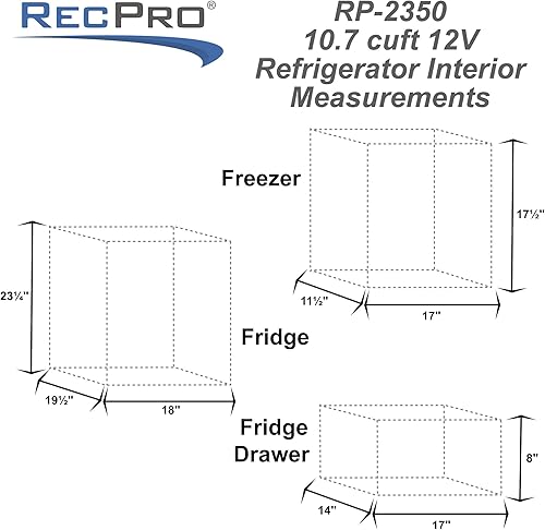 Miniatura 5 de RecPro Refrigerador de vidrio negro para caravana refrigerador de 107 pies cúbicos 12 voltios refrigerador de 2 puertas