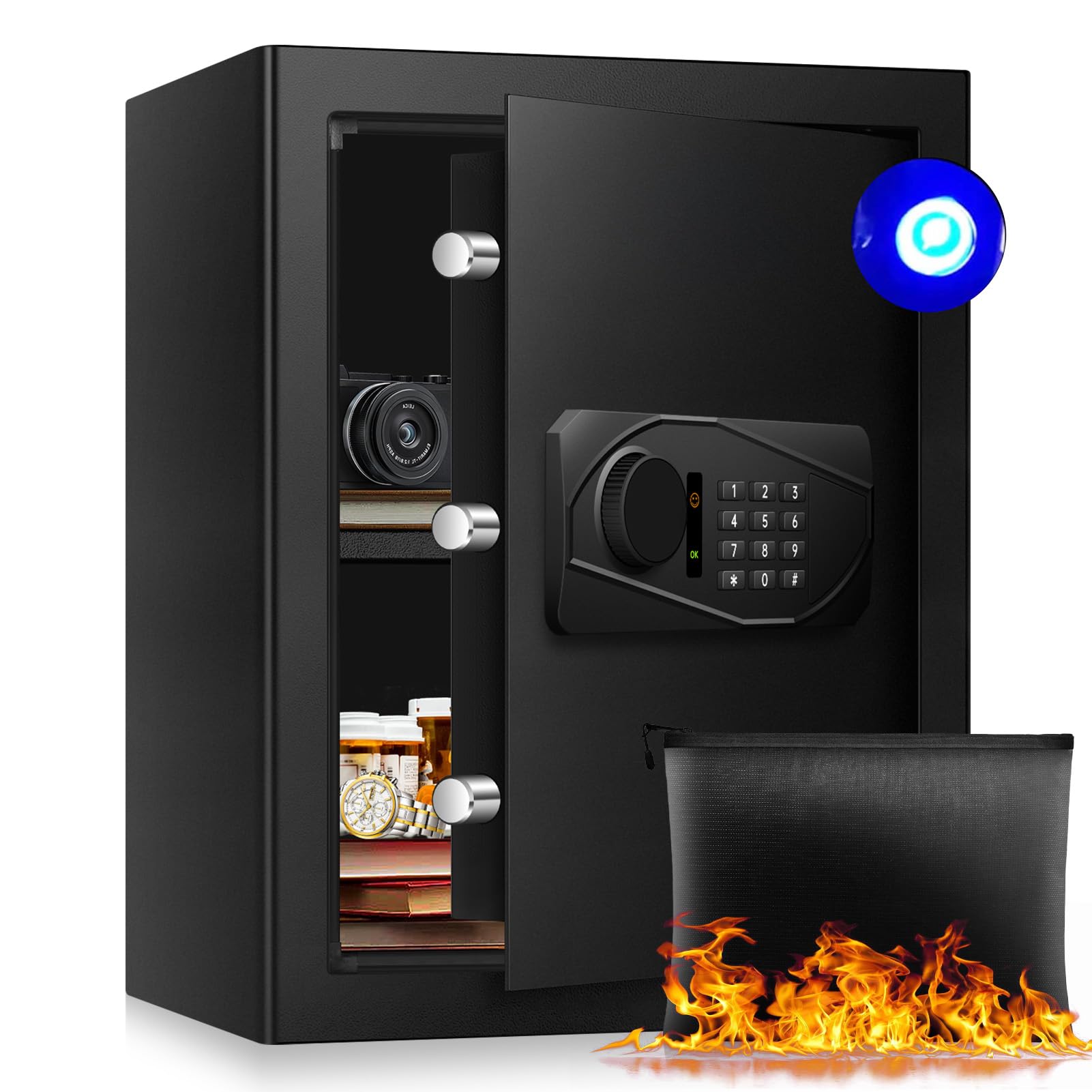 Amazon.co.jp: AltiKeep 金庫 家庭用 60L テンキー式 電子金庫 耐火
