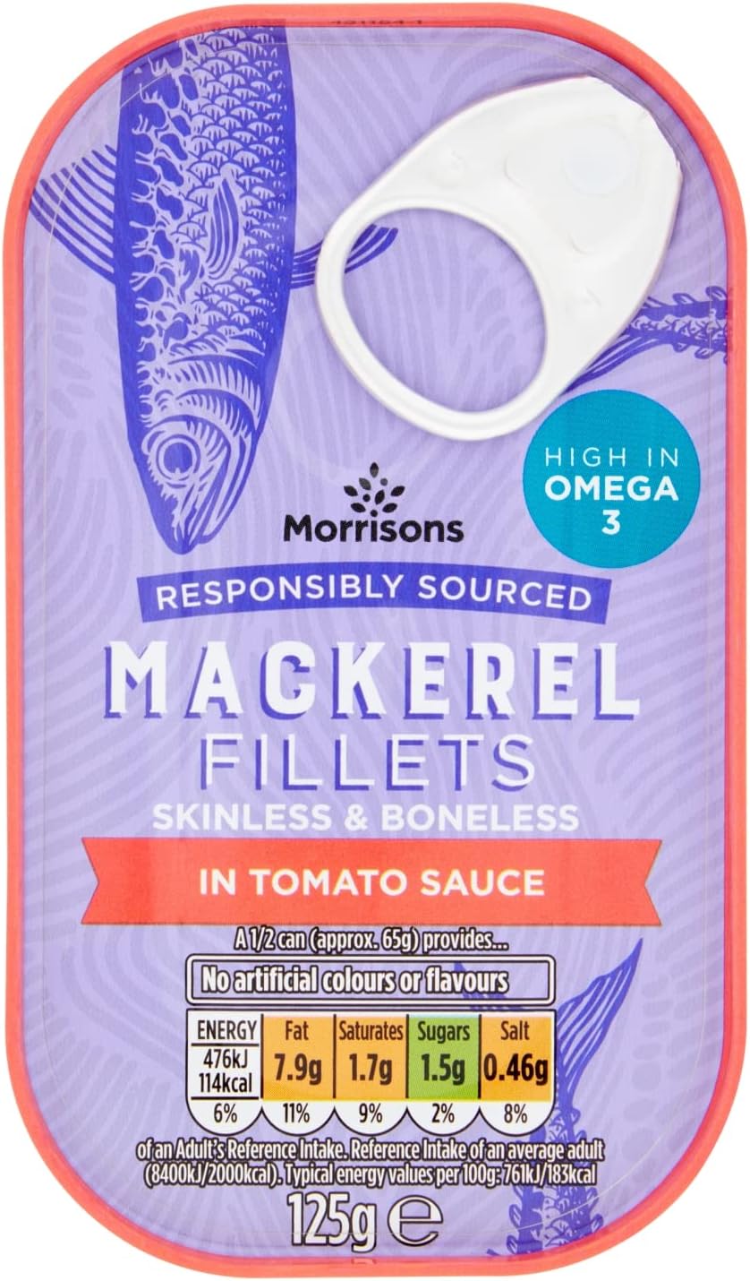 Morrisons Mackerel Fillets in Tomato Sauce 125g Amazon.co.uk Grocery
