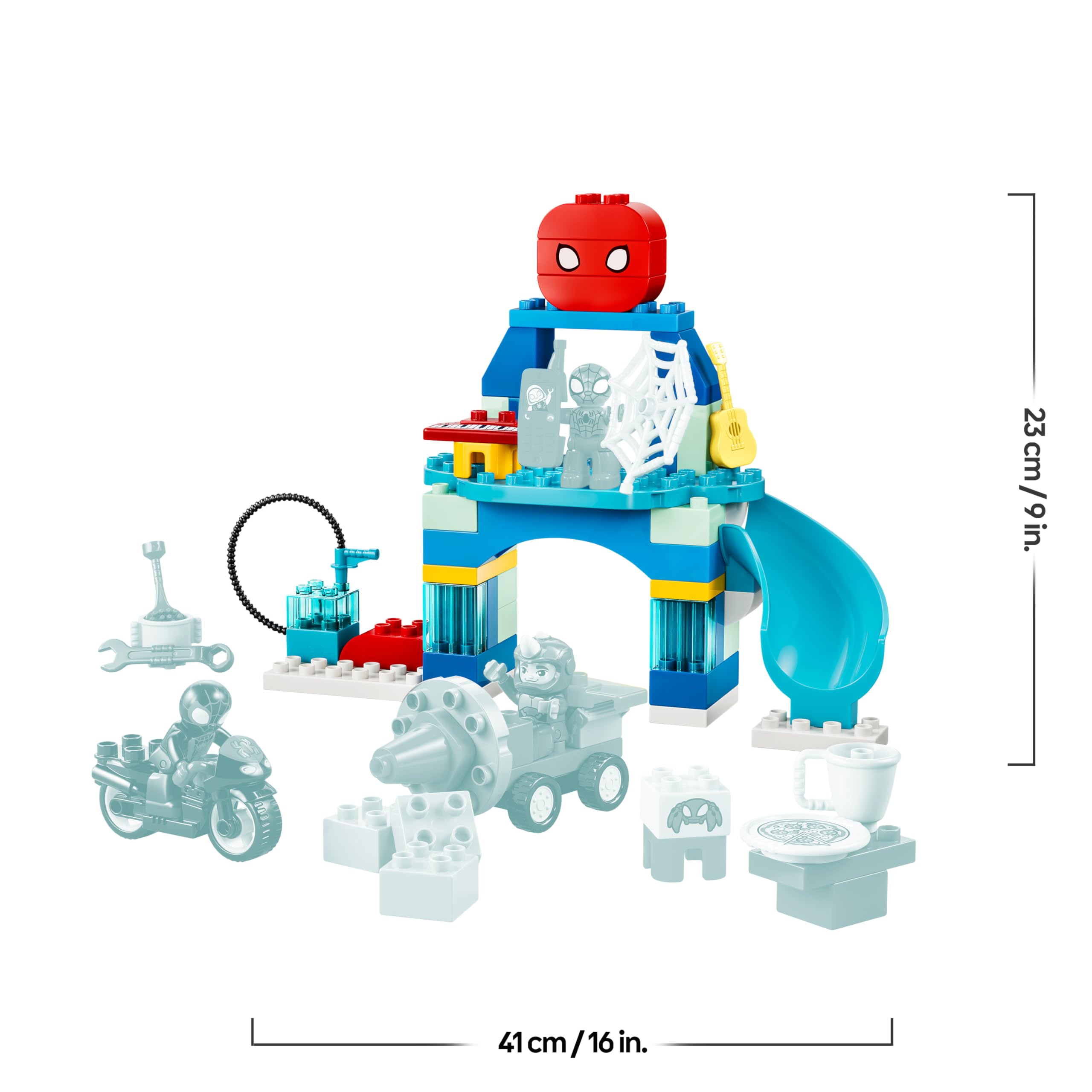 LEGO Duplo Marvel Aracnocuartel de Spidey y su Superequipo – Superhéroes de Juguete con Moto y 3 Figuras – Juego Educativo para la Motricidad Fina – Regalo para Niños de 2+ Años – 10464