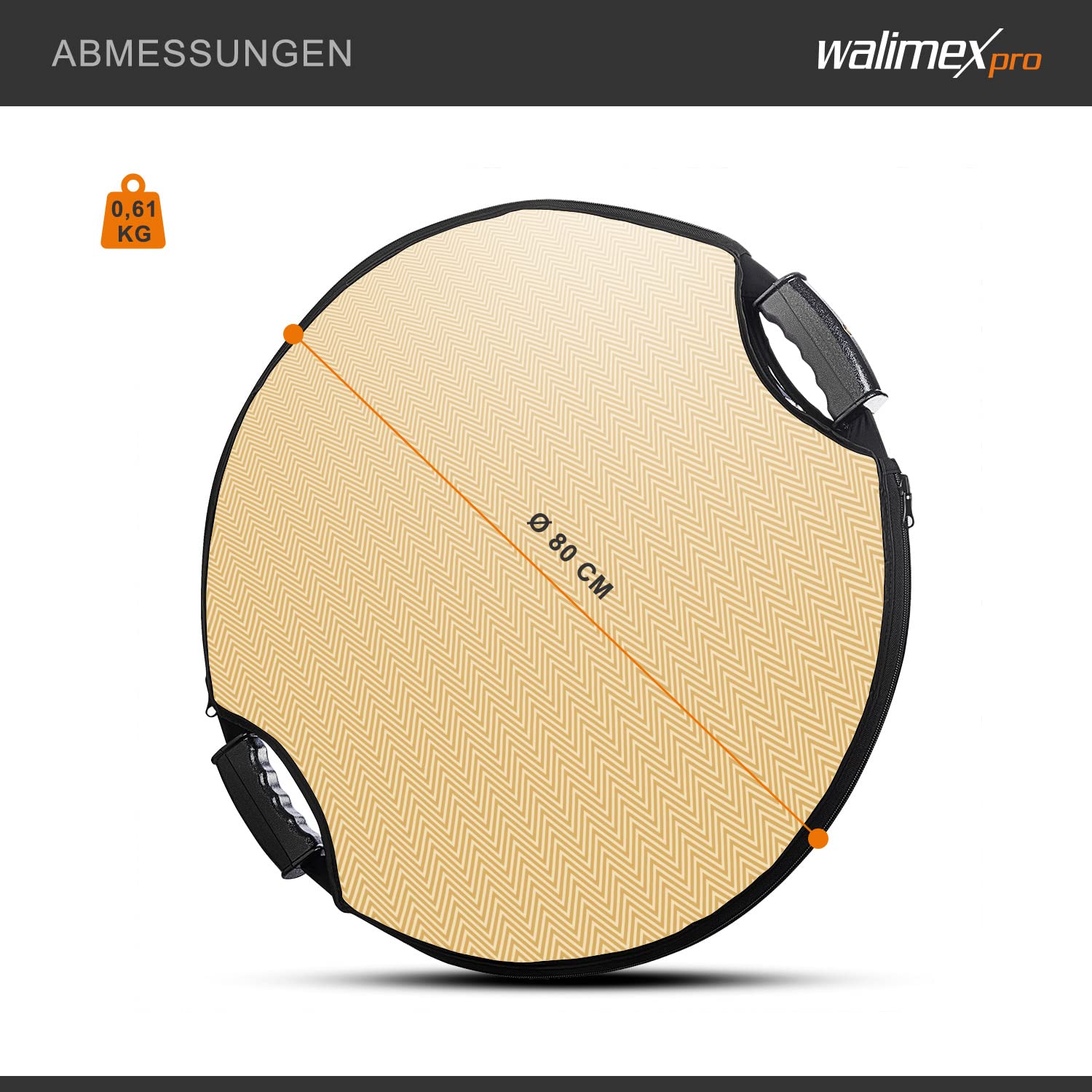 Walimex pro 5-in-1 Faltreflektor Set Wavy Comfort mit PopUp Funktion Ø 80 cm Wavy-Goldfarben Silberfarben Weiß Schwarz Transparent inkl. Transporttasche