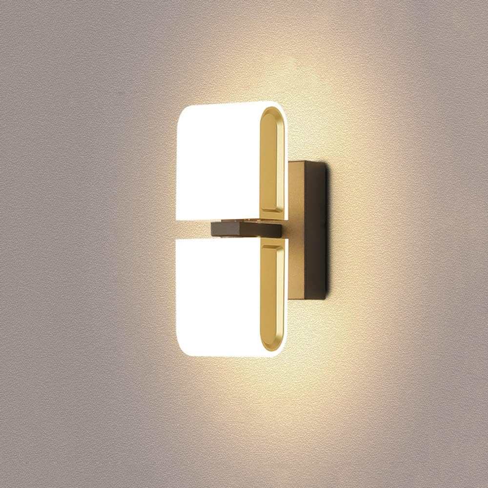 Modern LED Wall Sconces, LED Gold Adjustable Wall Sconce Modern Wall Lamp, Indoor 12W Wall Wash Lights Nordic Headboard Lamps for Living Room Bedroom Bedside Hallway Decor Lighting (Cool Light)