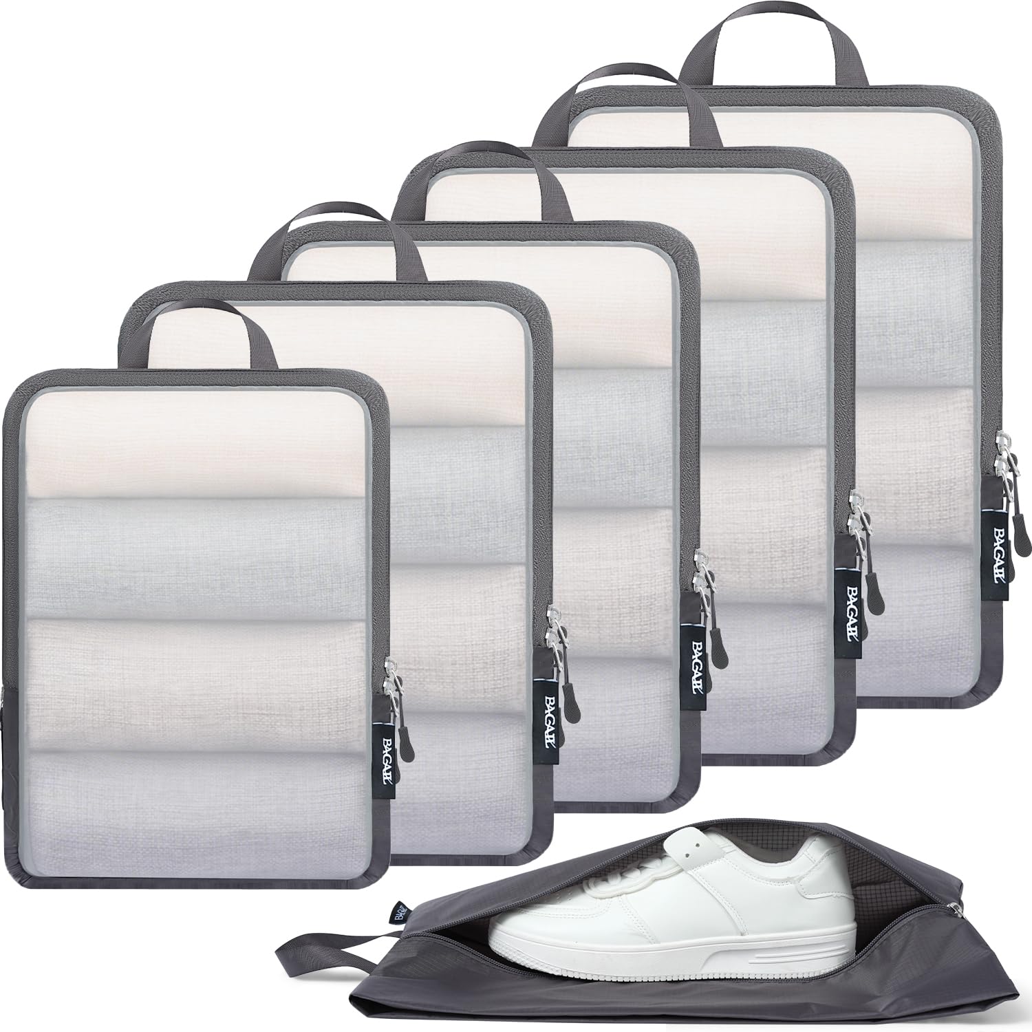 BAGAIL 6 Set Ultralight Compression Packing Cubes Packing Organizer for Travel Accessories Luggage Suitcase Backpack