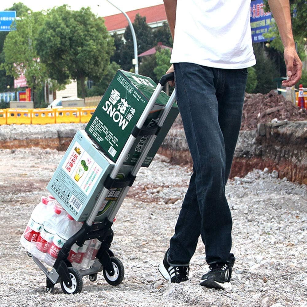 Folding Trolley Heavy Duty Four-Wheel Solid Construction Tool cart Portable Suitable Compatible with Luggage Personal Travel car Office Folding Trolley D (Size : Click to Select E)