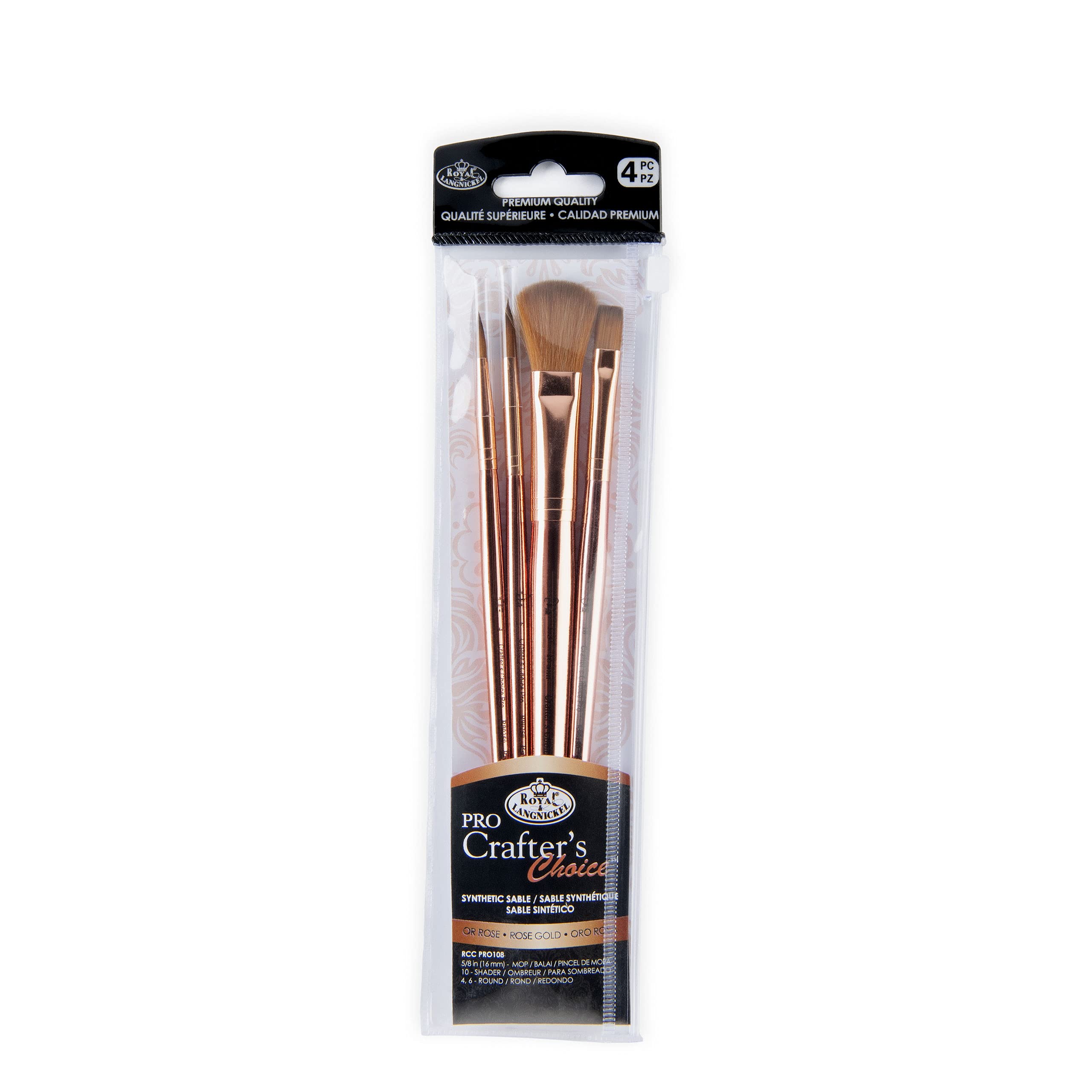 Royal & Langnickel Crafter's Choice Pro - Juego de 4 brochas de mopa sintética para manualidades
