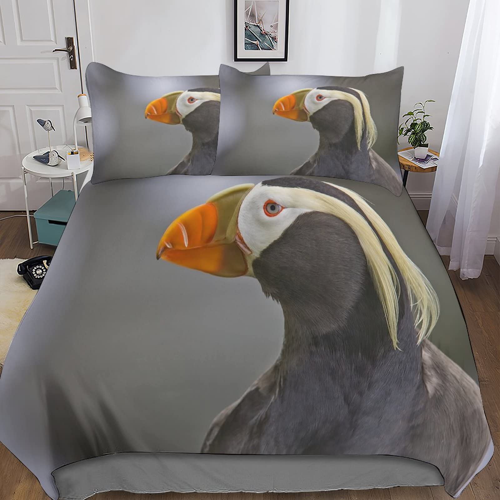 Housse de couette 3D animaux double avec taies d'oreiller lit 2 places