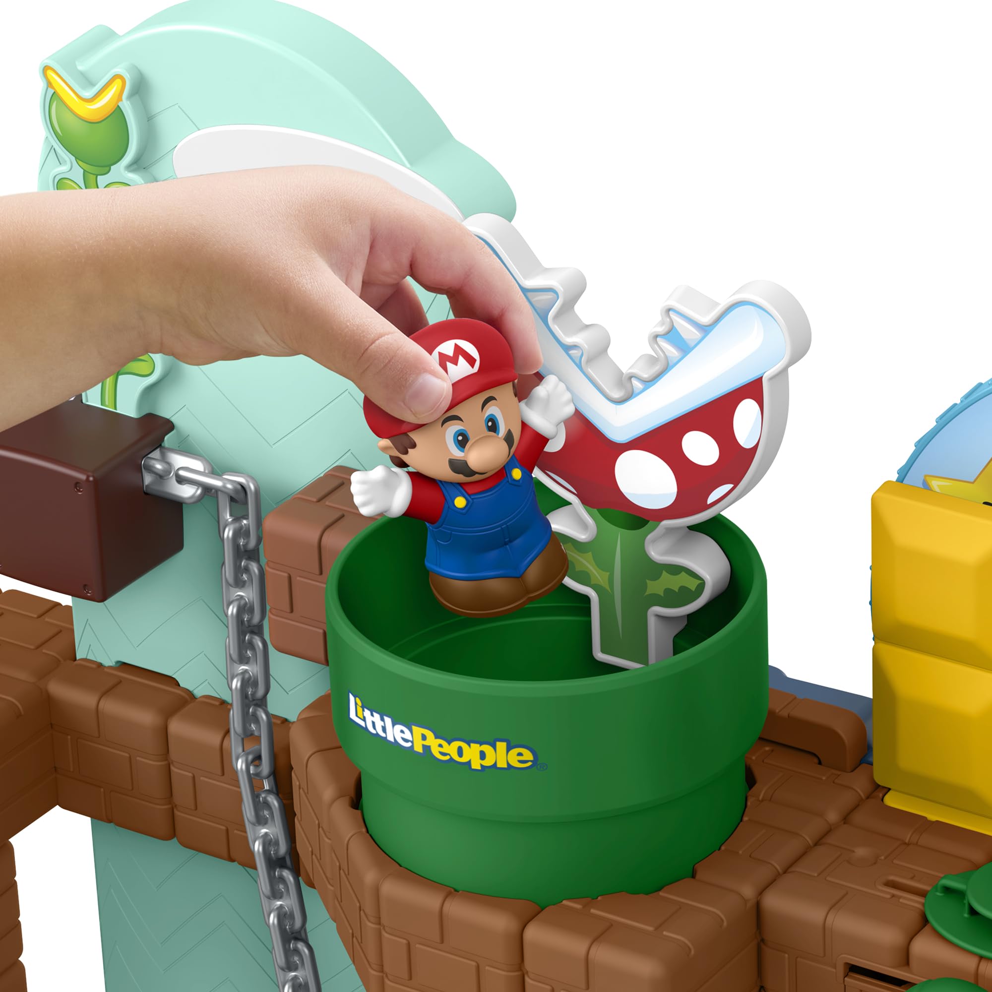 Fisher-Price Little People Moja przygoda z Mario | Mario zestaw do zabawy z figurką i 1 akcesoriami, dźwiękami, aktywnością i umiejętnością motoryczną, +18 miesięcy, JHG61