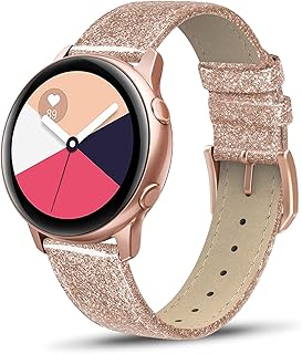 SWEES Compatible for Samsung Galaxy Watch 5 Band 40mm 44mm / Galaxy Watch 5 Pro Band 45mm / Galaxy Watch 4 Band, 20mm Slim Thin Genuine Leather Replacement Bands for Galaxy Watch 4 Classic Women Men
