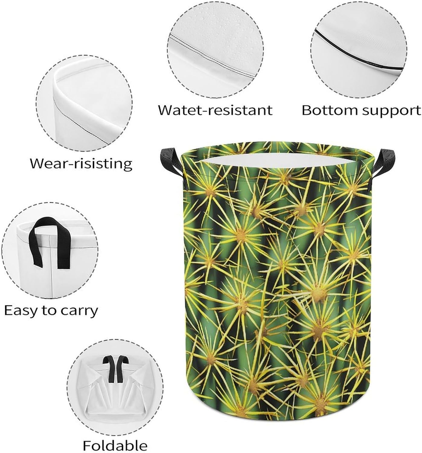 Cactus Thorns Laundry Hamper Basket for Home Bathroom | clothes storage,handle,large capacity,oxford