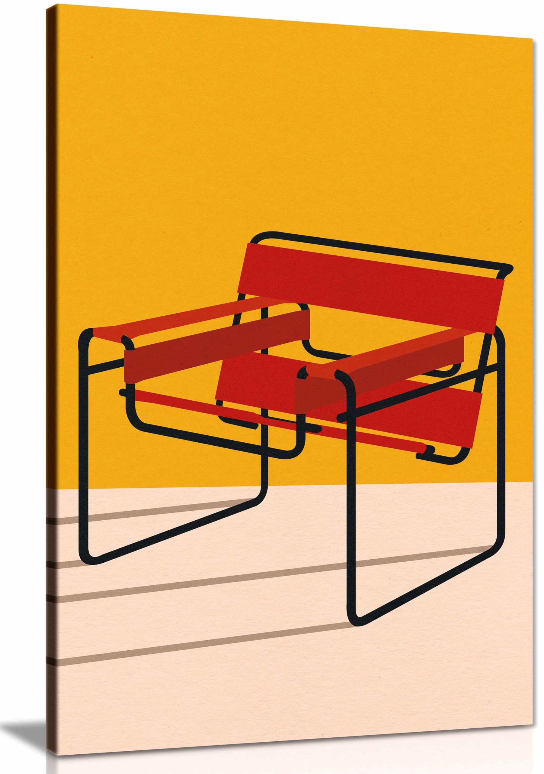 Wassily Chair Marcel Breuer Framed Canvas Print, Pictures for Home Walls, Bedroom, Living Room & Bathroom Decor 46x31cm (18x12in)