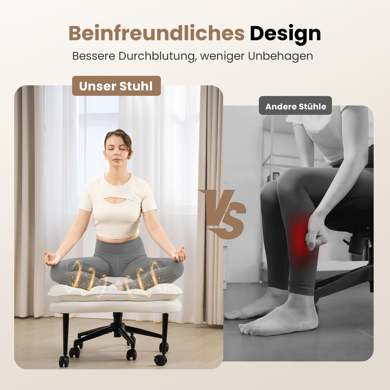 HOMRELEXA Cloud Criss Cross Chaise de bureau, ergonomique, avec roulettes, hauteur réglable, pivotante à 360 °, pour ADHD, chaise de méditation avec soutien dorsal Blanc