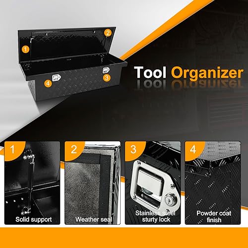 Miniatura 3 de Caja de herramientas cruzada de 14 pulgadas de alto x 20 pulgadas de profundidad x 60 pulgadas de largo, caja de almacenamiento de aluminio negra