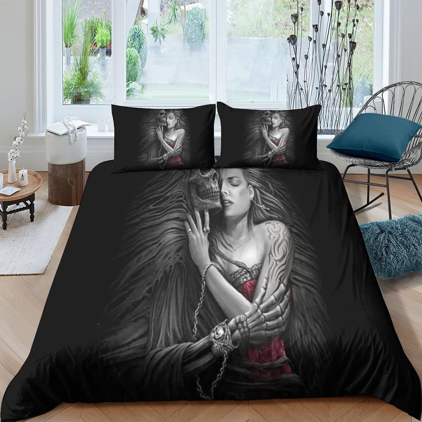 Housse de couette 200x200 IOFEER fermeture éclair double anti-glissement parure de lit