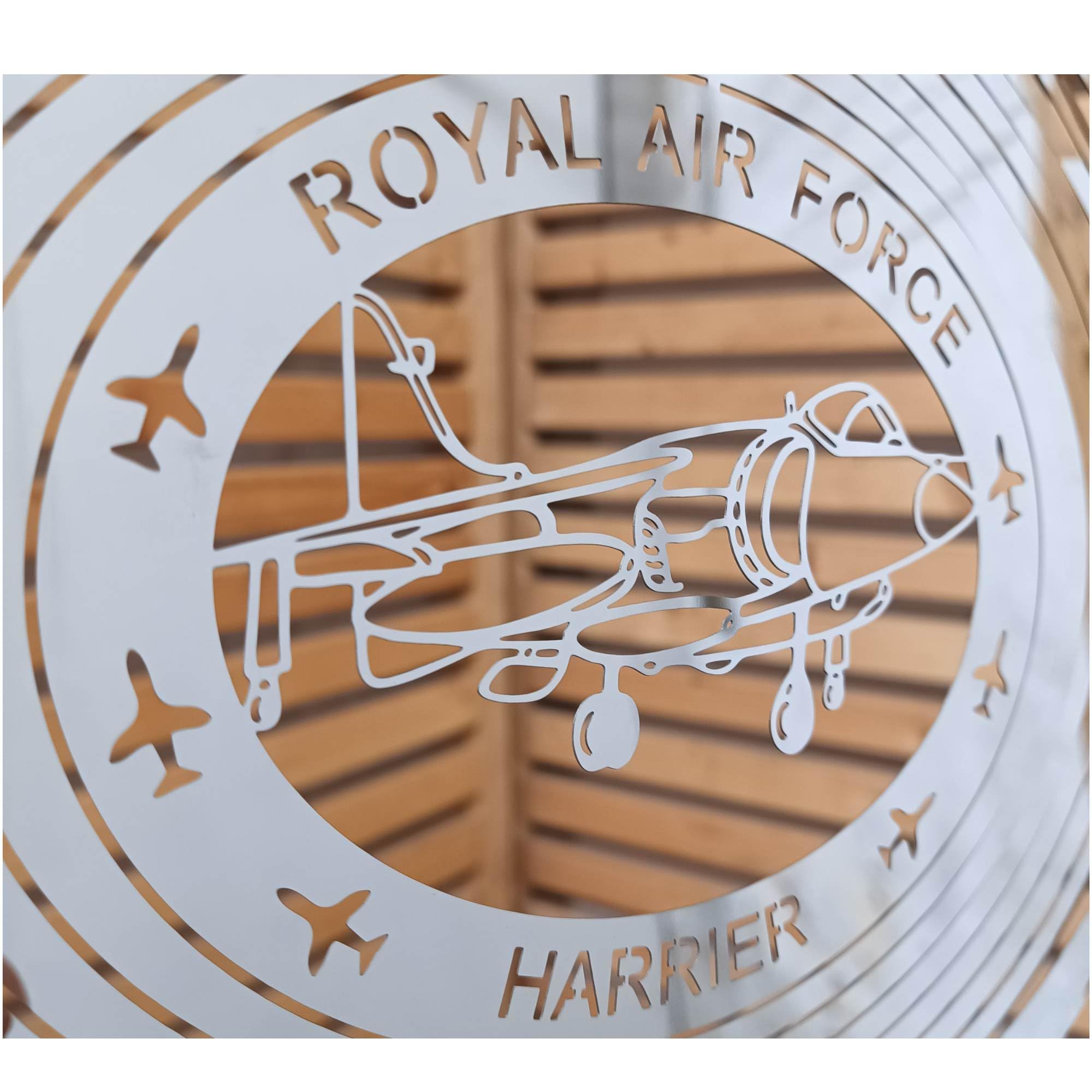 Sk Style Silver Stainless Steel Wind Spinner - Harrier Jump Jet Fighter Plane