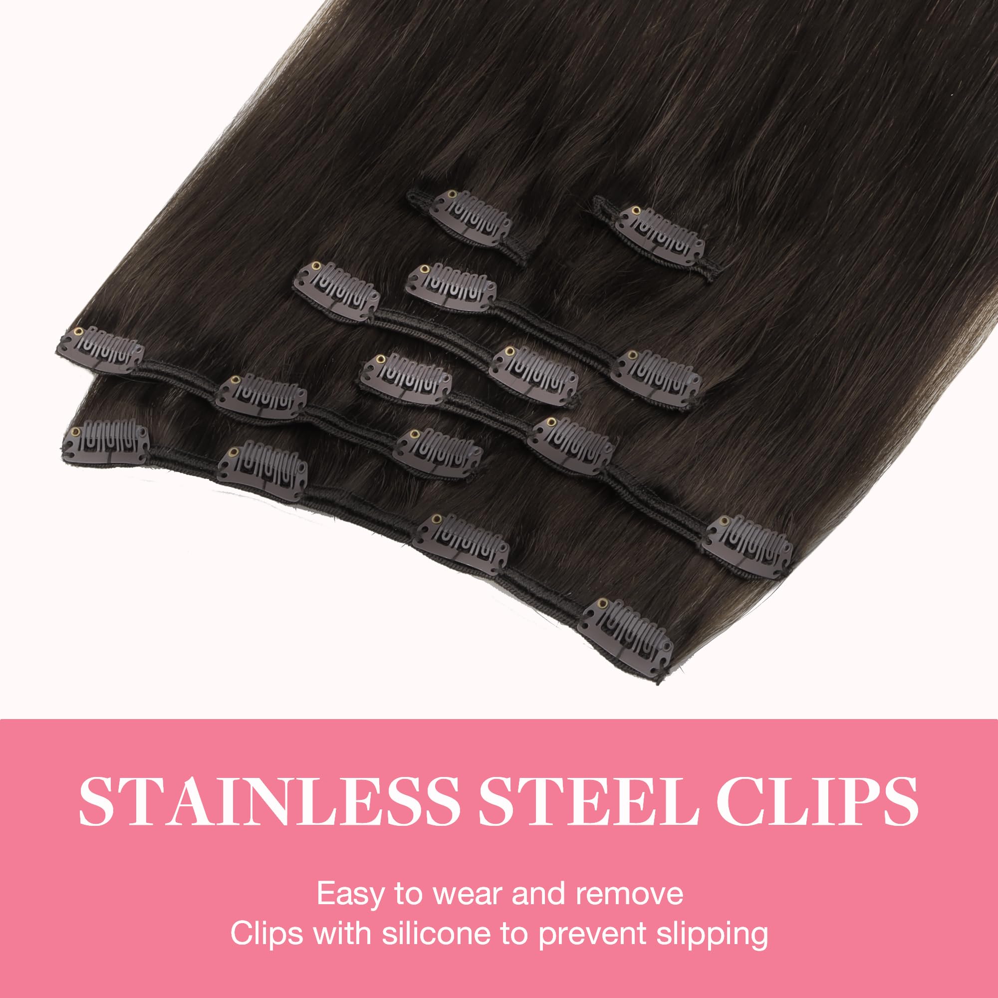 GOO GOO Extensiones Adhesivas Pelo Natural, 30cm 65g 7pcs, Extensiones de cabello humano Natural auténtico, 2A Marrón claro