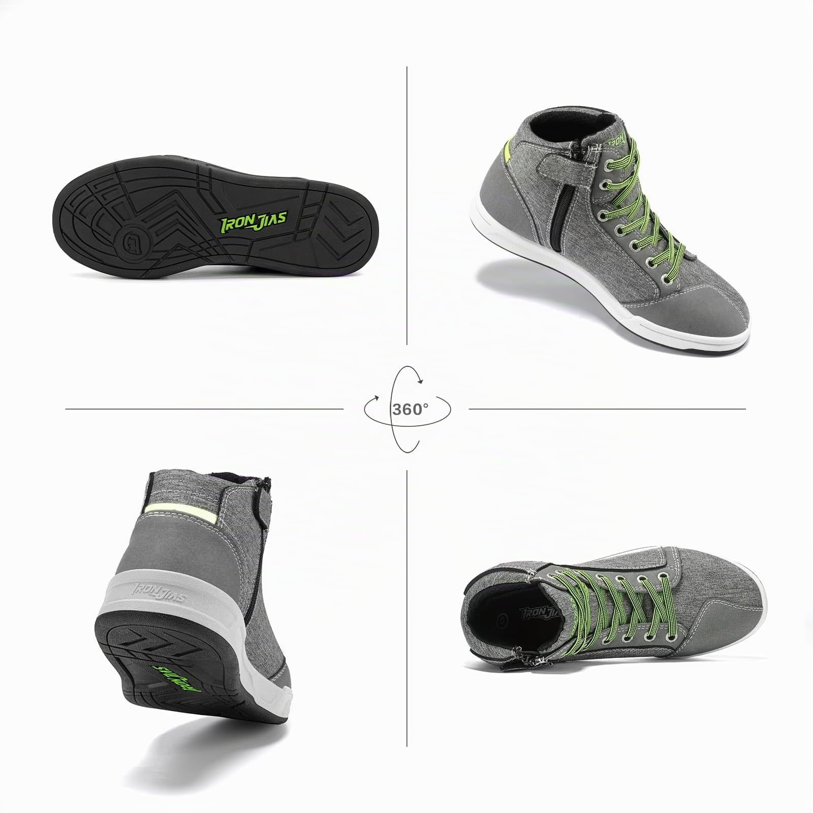 IRON JIA'S Chaussures Moto Hommes Femme Normes CE Bottes Moto Hommes | Décontractées Antidérapantes avec Support de Cheville Semelles Antidérapantes Adaptées à la Conduite de Moto
