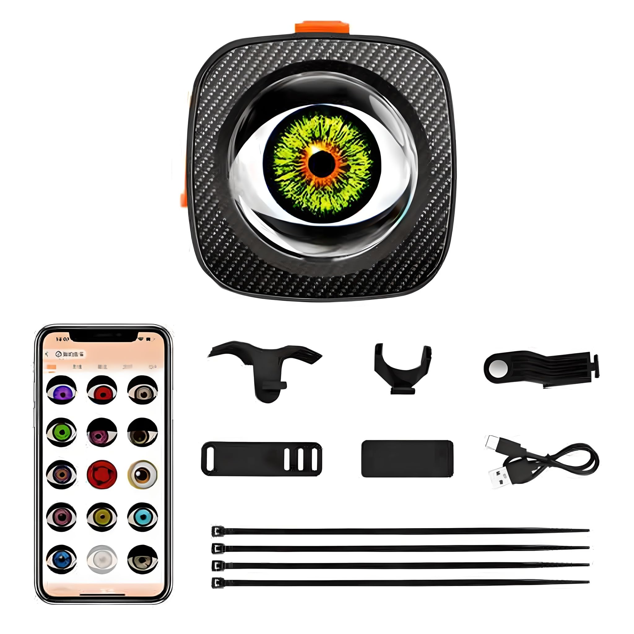 Fanale posteriore a LED ricaricabile tramite USB, programmabile, con design Smart Eyes, impermeabile, per biciclette, scooter, moto e auto