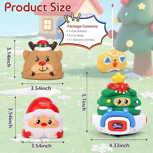 Vista 2 de Coche de control remoto para niños, vehículo de juguete RC de dibujos animados, diseño seguro y fácil de usar, batería no incluida