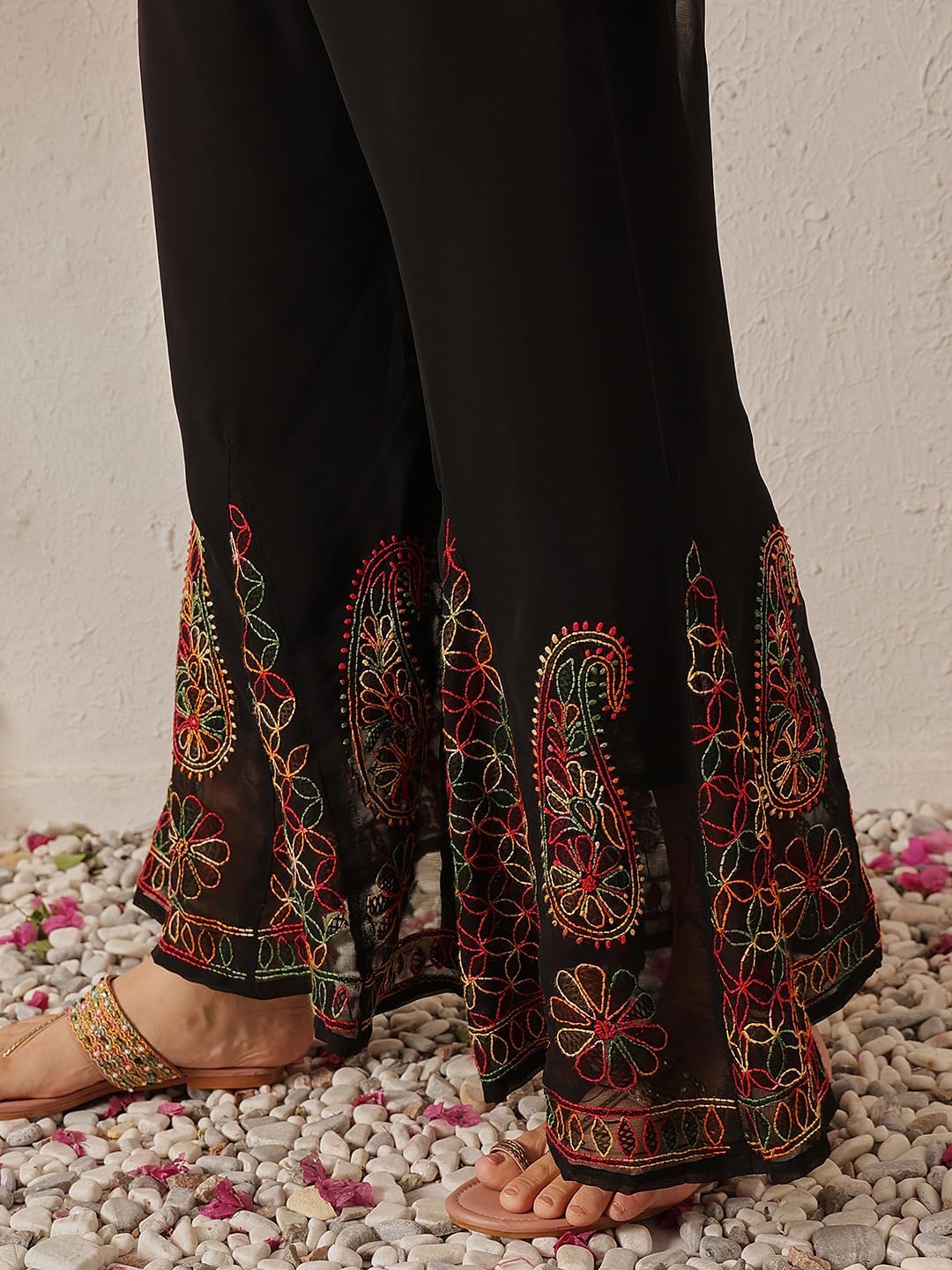 Ada Indian Hand Embroidered Chikankari Georgette Flared Palazzo Sharara Pant for Women A711166