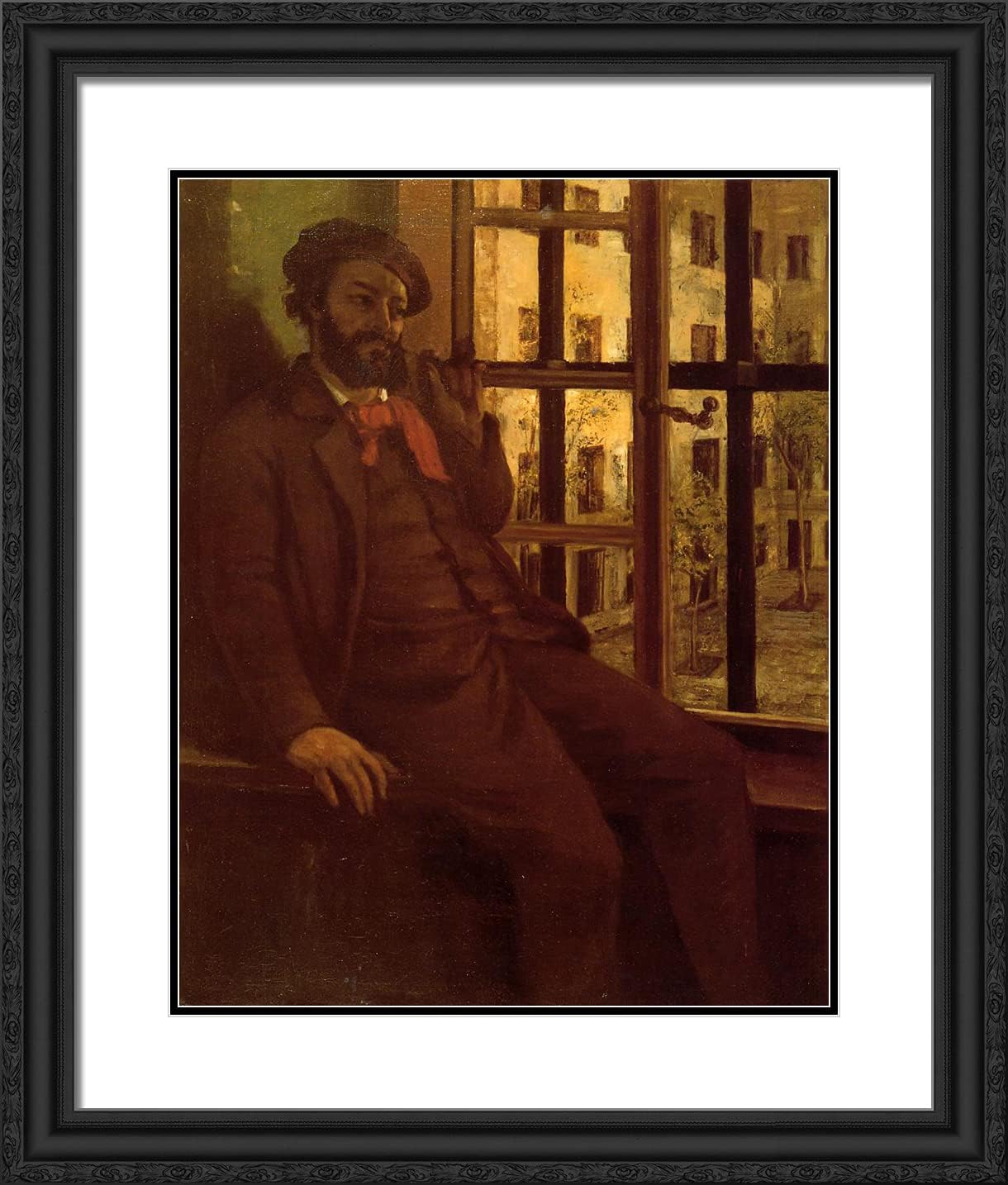 ArtDirect Courbet, Gustave 20x23 Gold Ornate Framed Art Print with Double Matting Titled: Self Portrait ll
