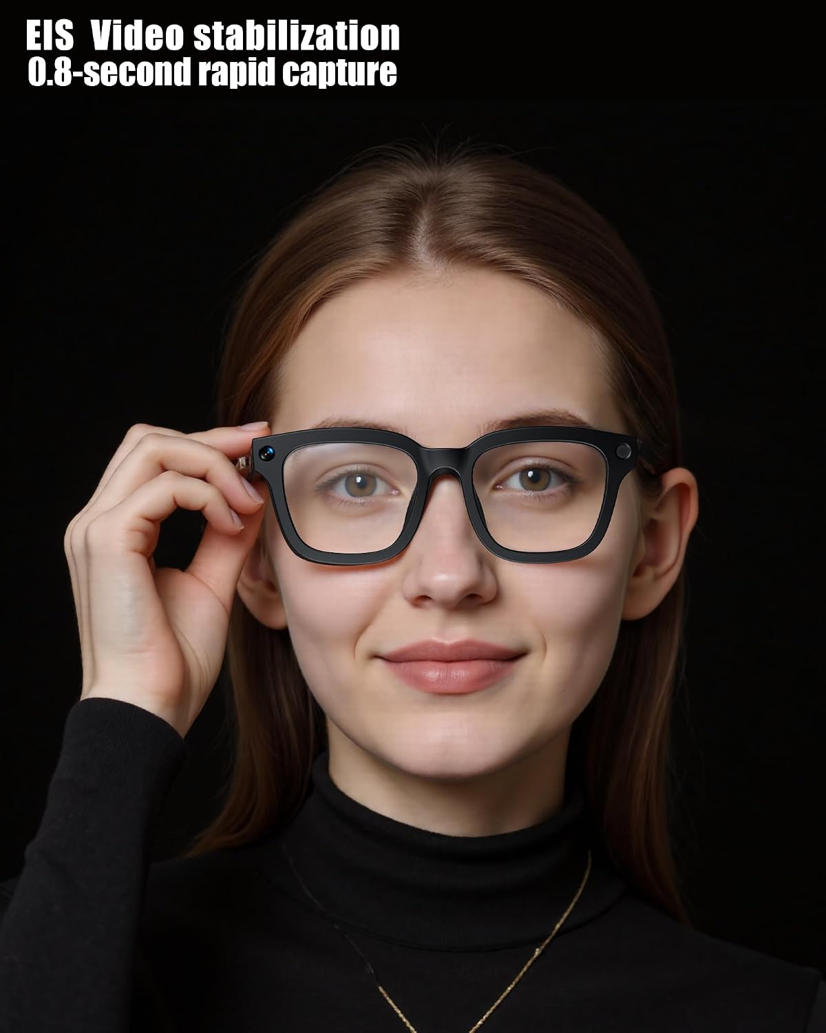 AI Smart Glasses with Camera and Realtime Translation (Black +Clear lens)