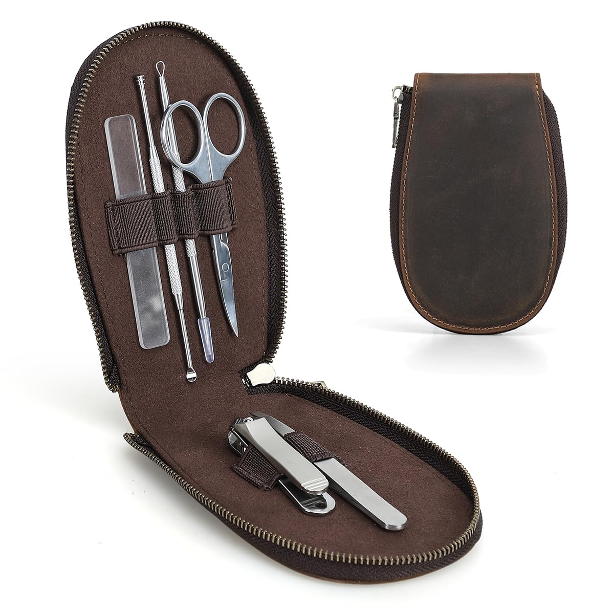 CONTACTS Full Grain Leather Empty Manicure Set Case Travel Nail Clipper Pouch for Men Personal Care Tools Pouch By Handmade (Case Only)-image-14