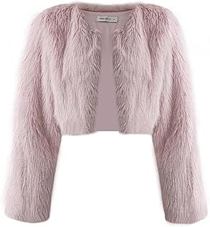 Amazhiyu Women's Fur Coat, Short Faux Fur Jacket, Faux Fur Coat, Plush Fur Jacket, Fleece Coat, Long Sleeve Faux Fur Coat,...