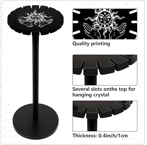 Miniatura 3 de CRASPIRE Sun Hands - Soporte de cristal de péndulo para adivinación, rueda de radiestesia, soporte de exhibición negro, soporte de exhibición