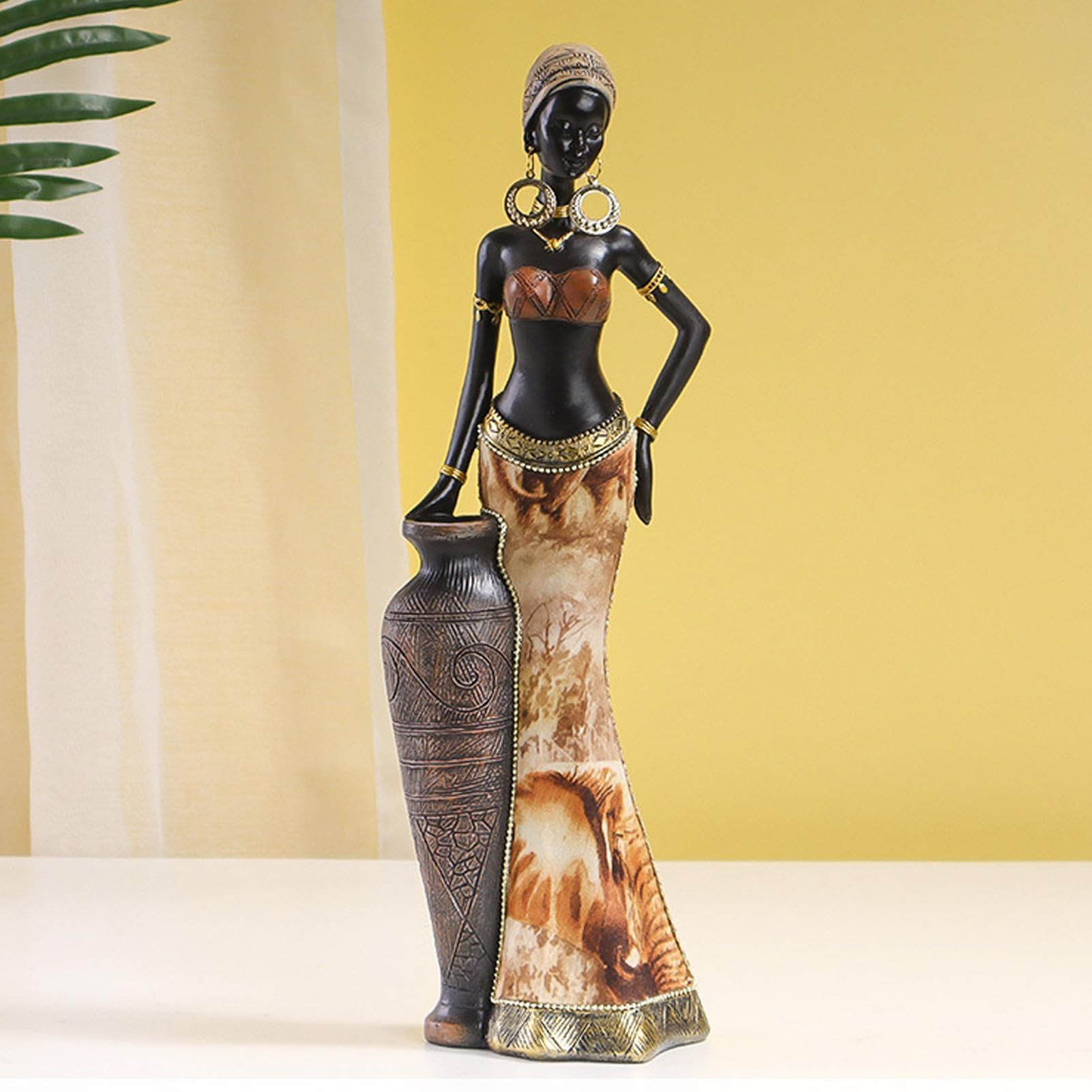 Pssopp Figura Decorativa Africana, Escultura de Mujer Tribal, Estatuilla de Dama, Arte Occidental, Ornamento Cultural, Modelo G04173B